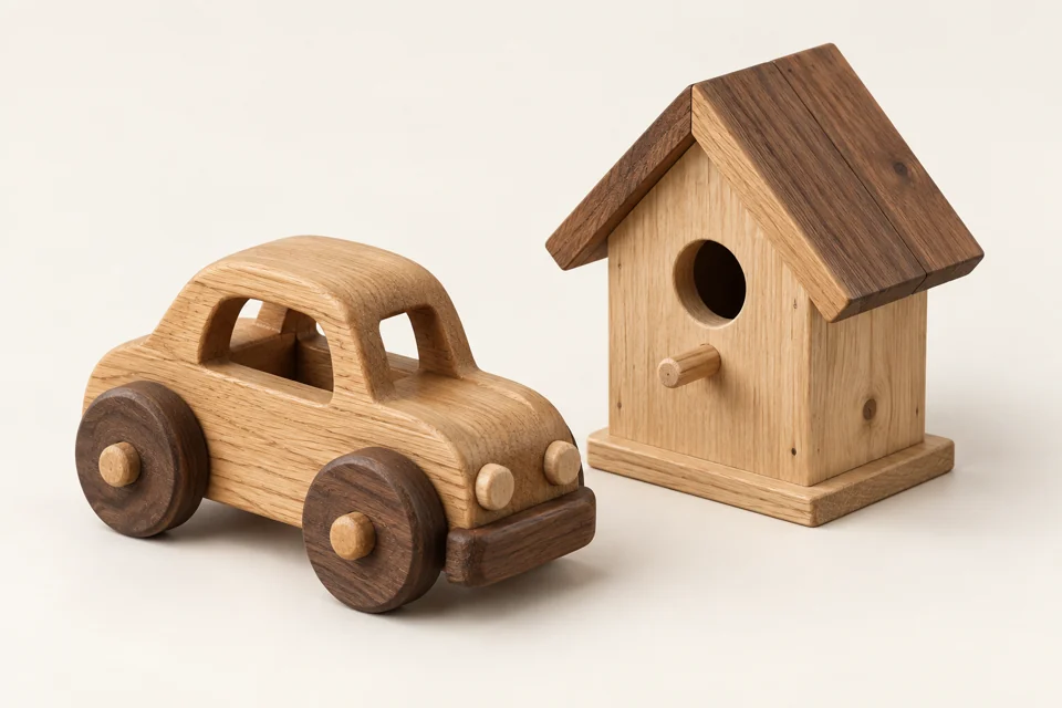 Illustration 3D · En famille · jouets en bois